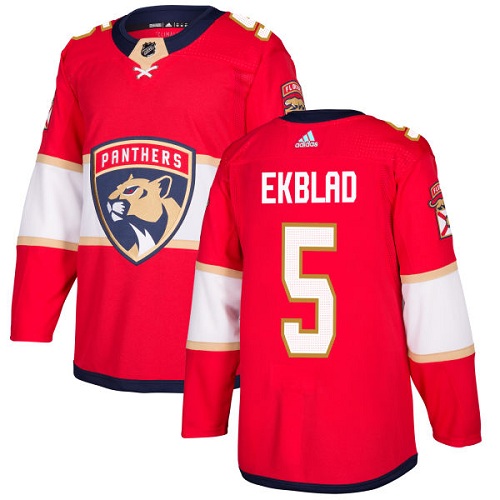 Adidas Panthers #5 Aaron Ekblad Red Home Authentic Stitched Youth NHL Jersey - Click Image to Close